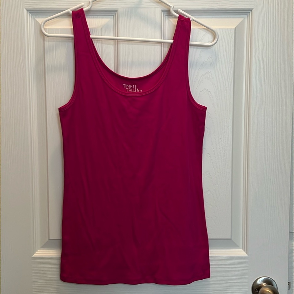 EUC Ribbed Tank Top Fuschia/ Pink Time And Tru